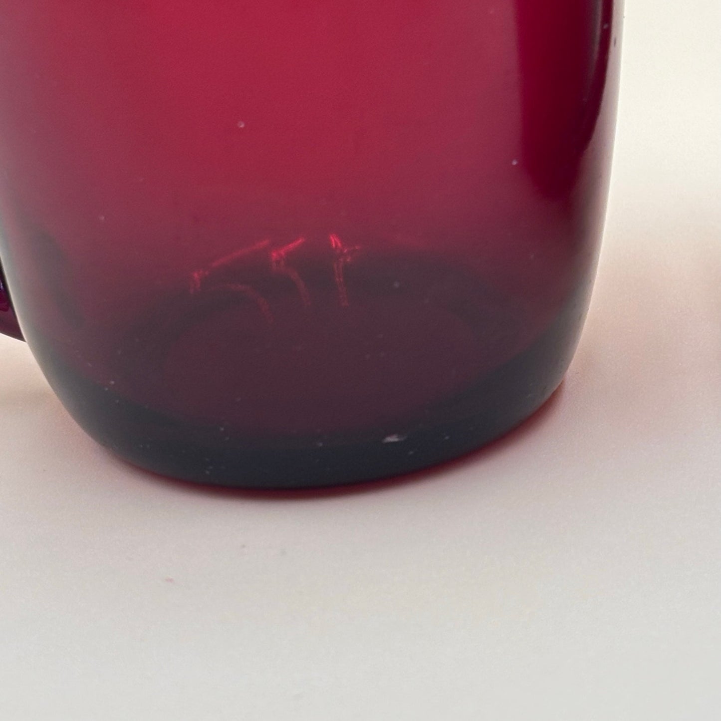 Vintage Ruby Red Glass Creamer & Sugar Set