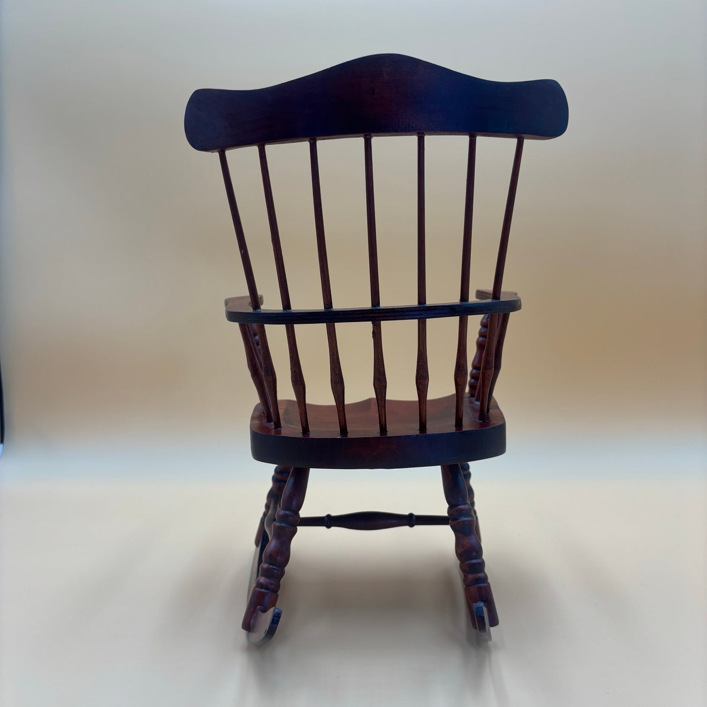 Vintage Miniature Windsor Rocking Chair in Cherry Colored Wood
