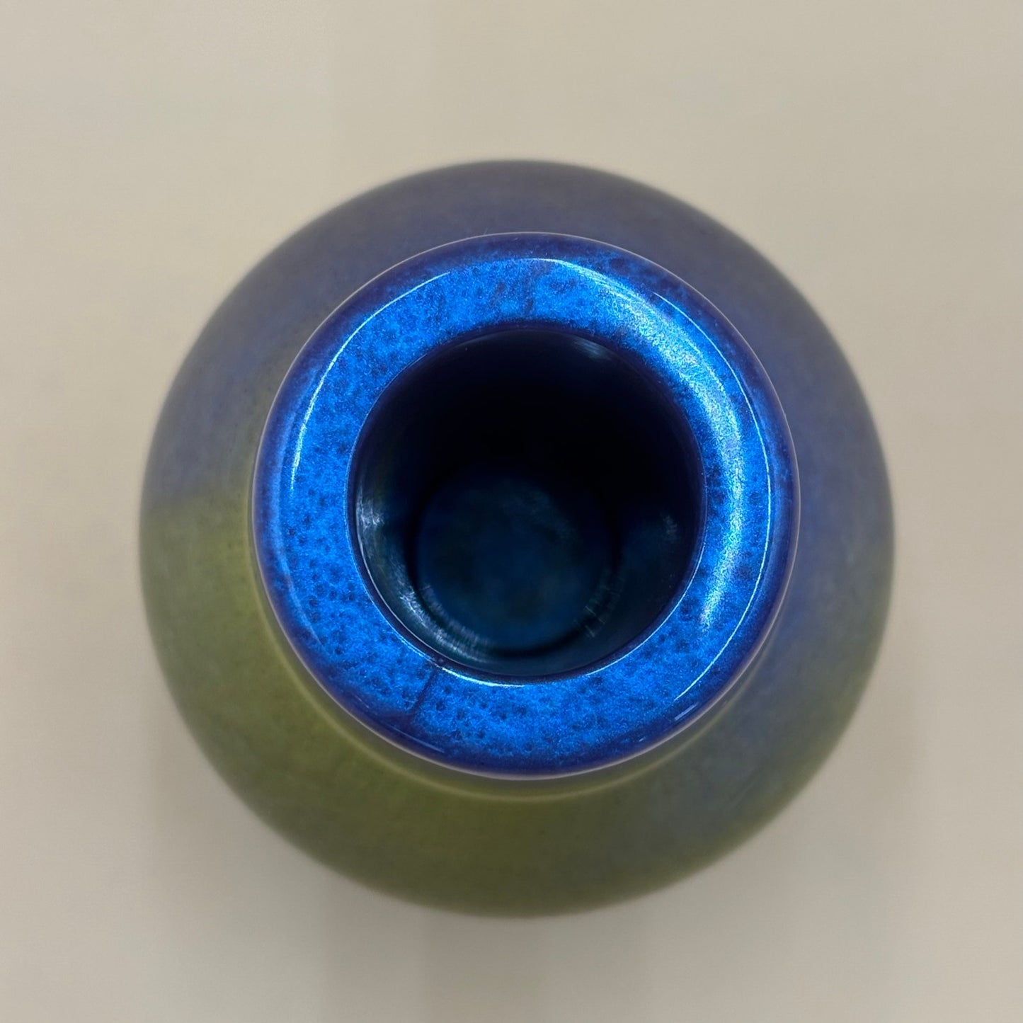 Vintage Ribbed Studio Pottery Bud Vase - Blue & Green Drip Glaze