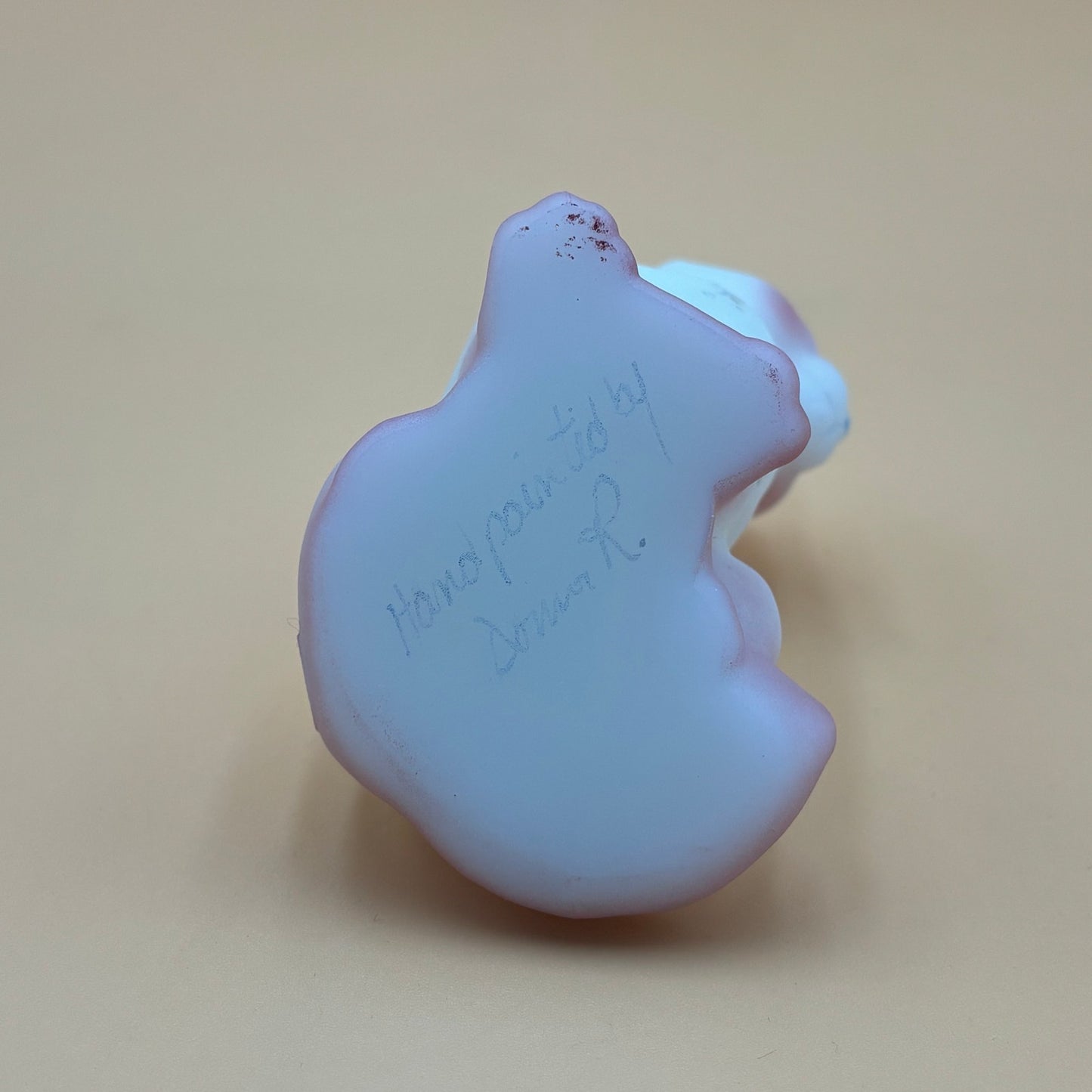 Vintage Fenton Satin Glass Cat Figurine – Hand-Painted & Signed by Artist