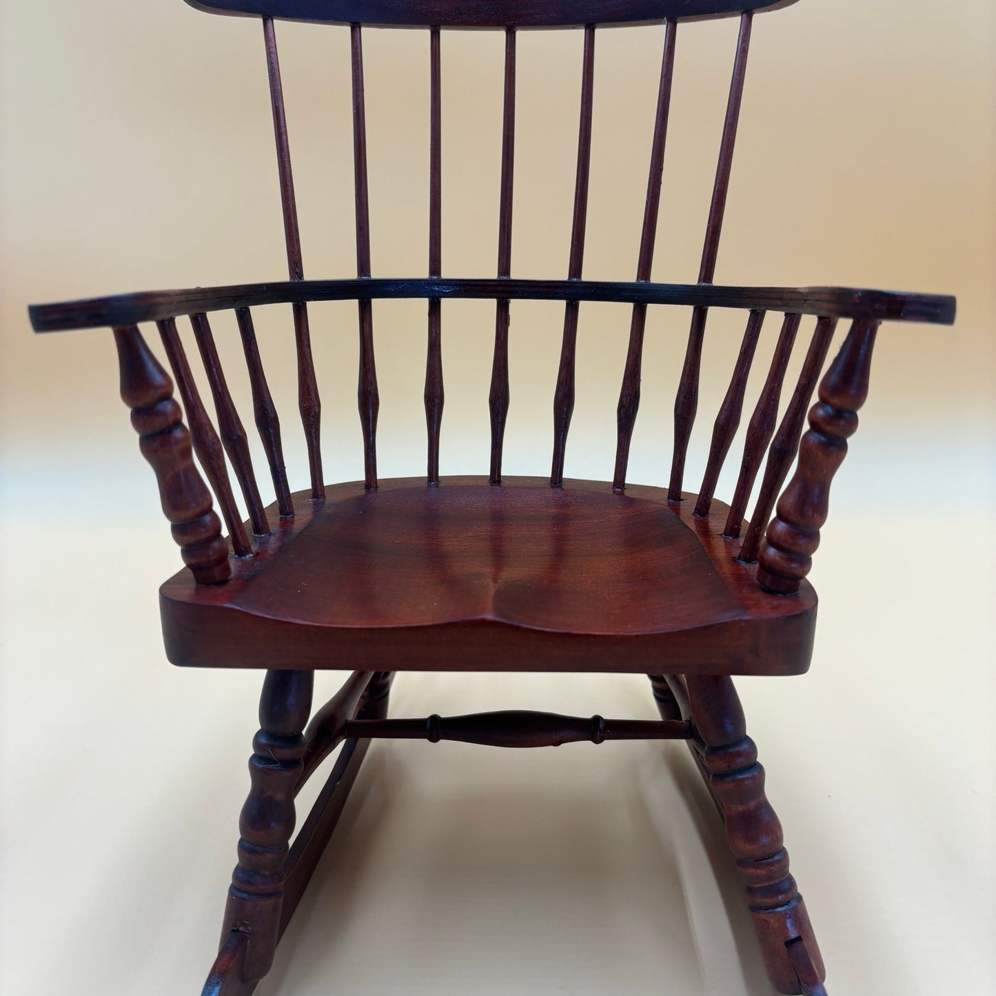 Vintage Miniature Windsor Rocking Chair in Cherry Colored Wood