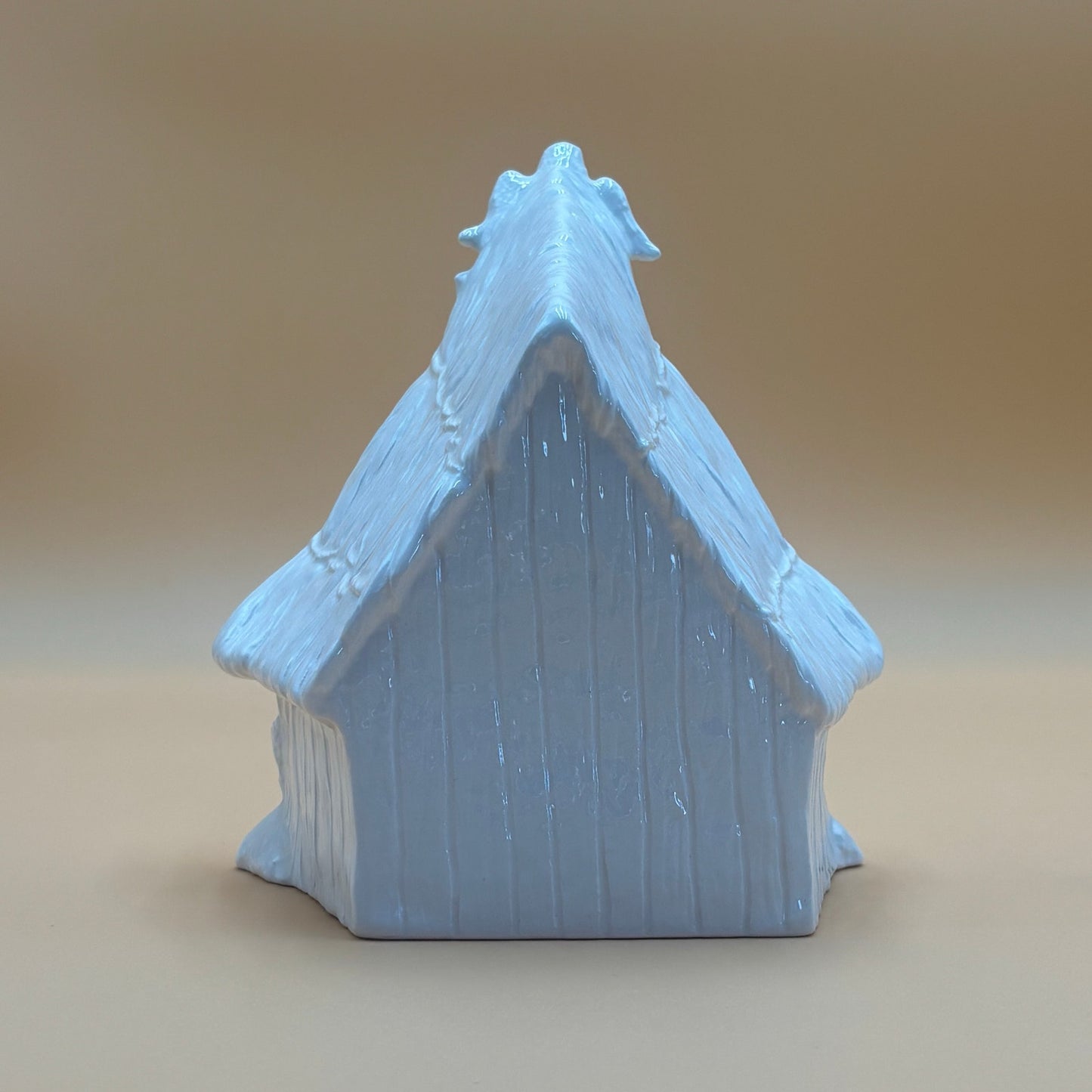 Vintage Shiny White Ceramic Nativity Scene Figurine 7"