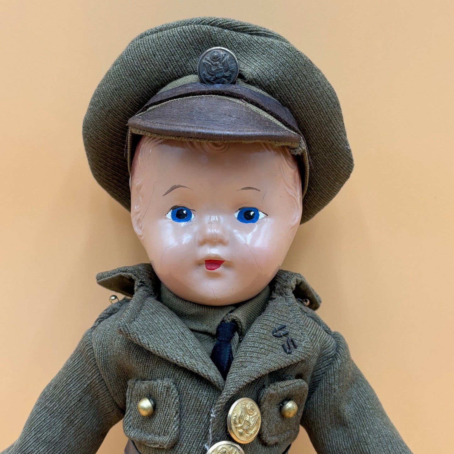 Vintage 13" Military Soldier Boy Doll - US Army Uniform