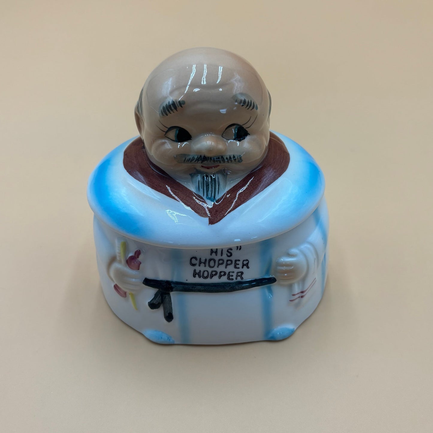Vintage “His” Chopper Hopper Ceramic Jar