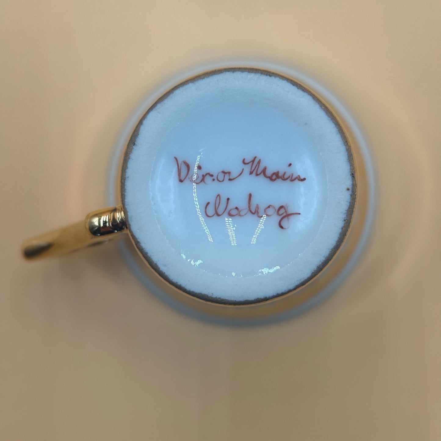 Vintage Gold Lattice Demitasse Cup & Saucer – Signed, Unknown Maker
