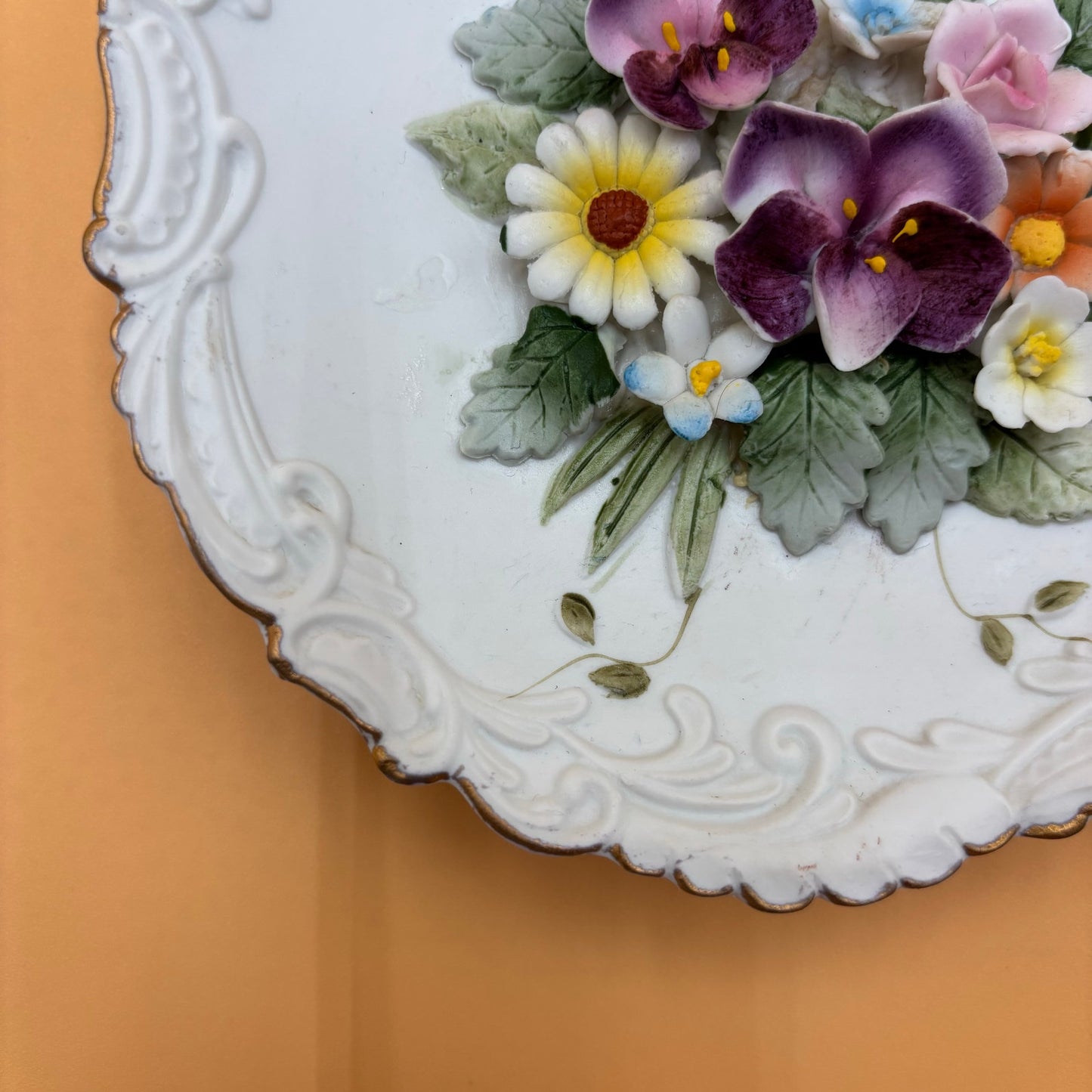 Set of 2 Vintage Lefton China Floral Wall Plaques β Hand Painted β KW4743