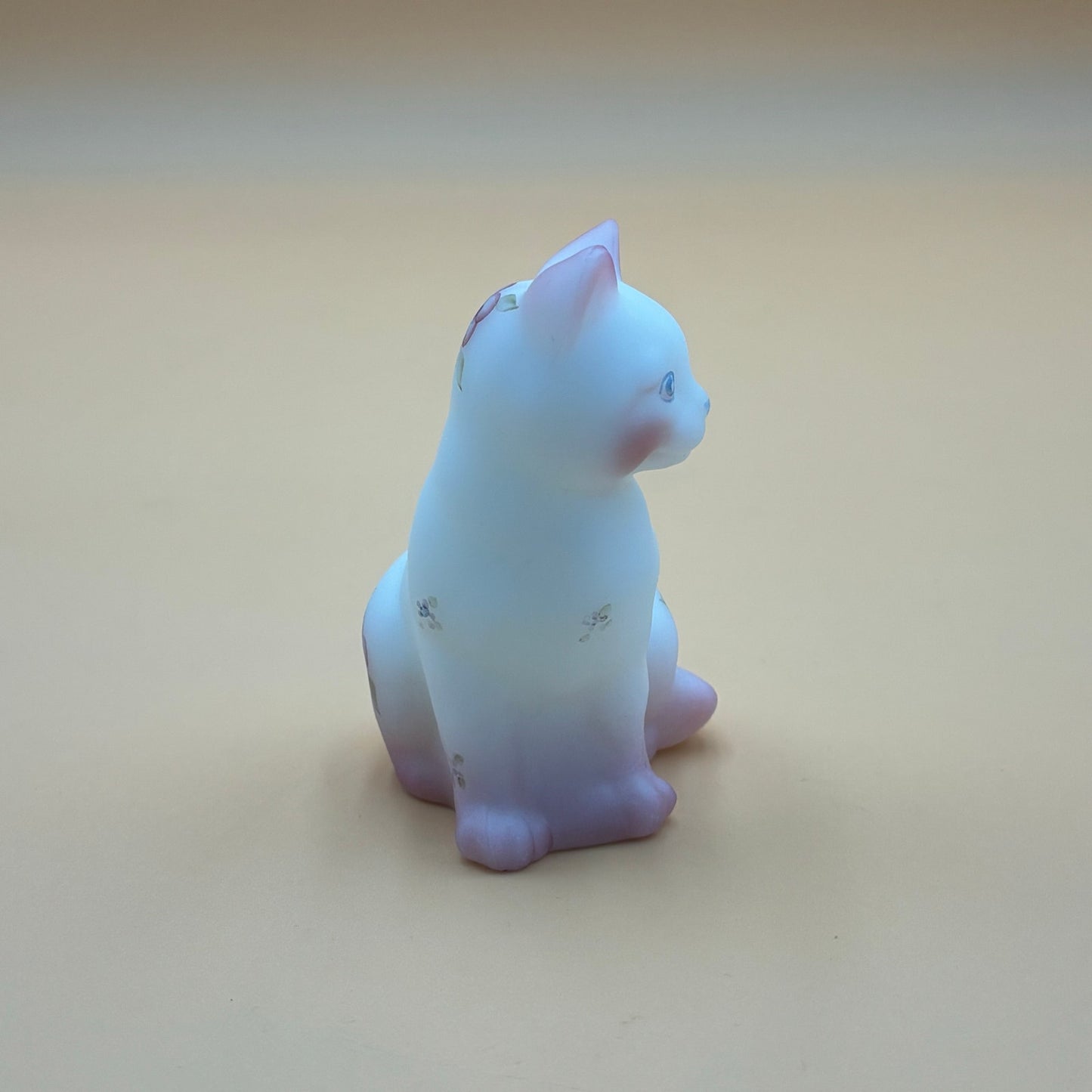 Vintage Fenton Satin Glass Cat Figurine – Hand-Painted & Signed by Artist