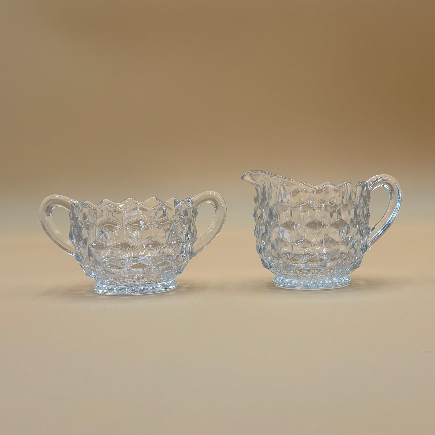 Vintage Fostoria American Pattern Creamer and Sugar Set