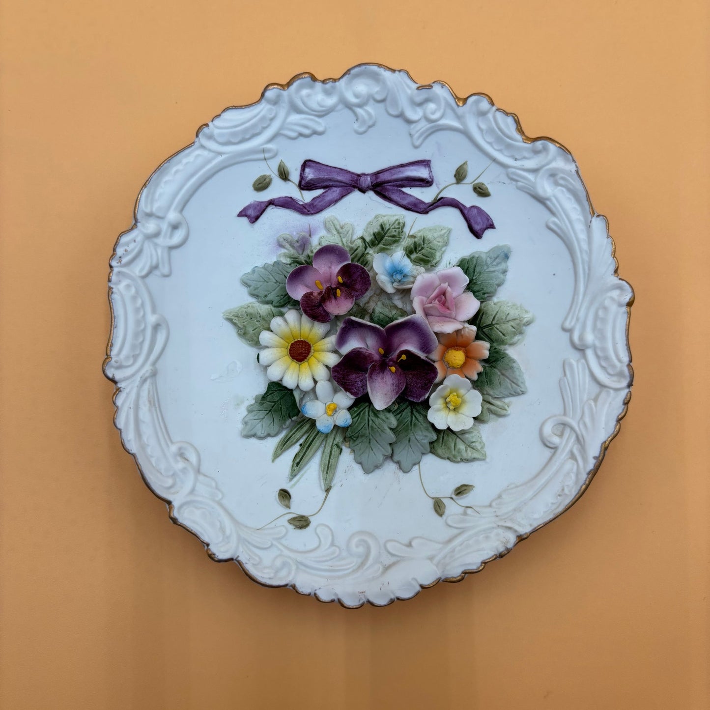 Set of 2 Vintage Lefton China Floral Wall Plaques β Hand Painted β KW4743