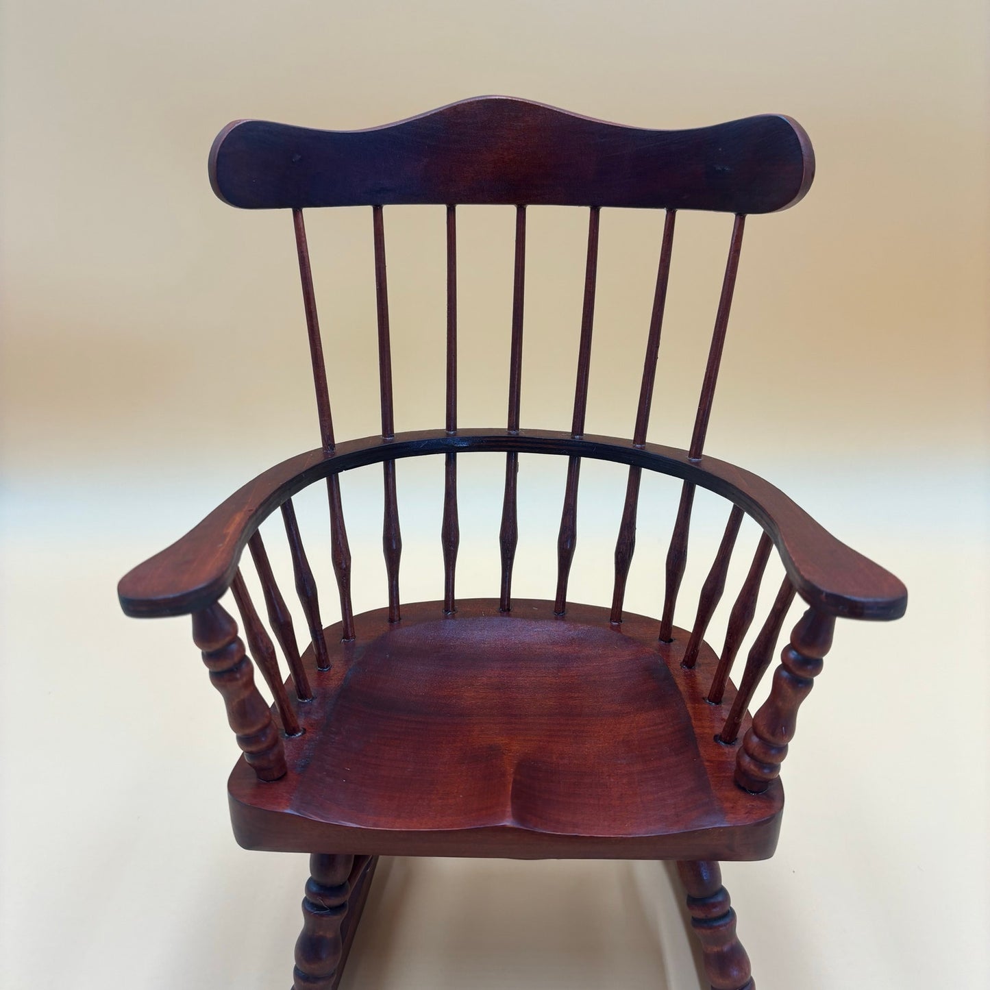 Vintage Miniature Windsor Rocking Chair in Cherry Colored Wood