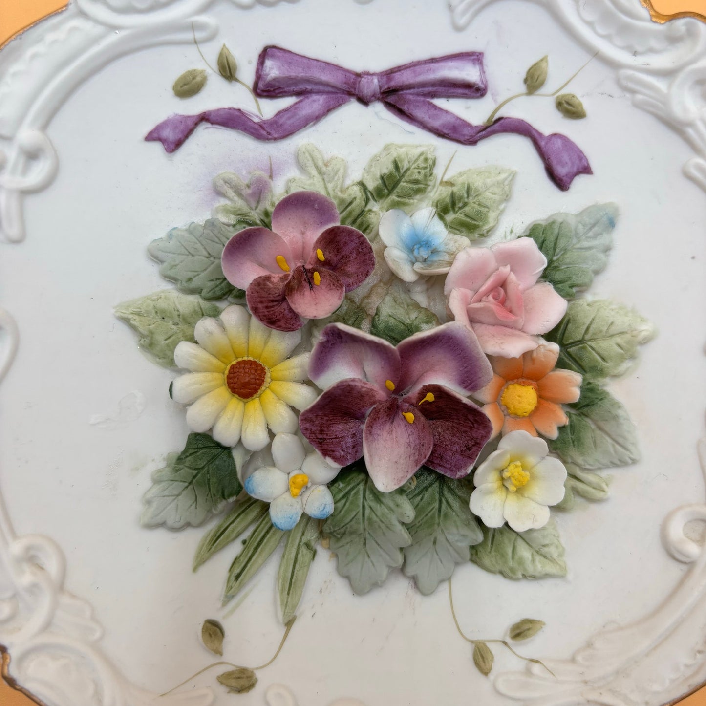 Set of 2 Vintage Lefton China Floral Wall Plaques β Hand Painted β KW4743