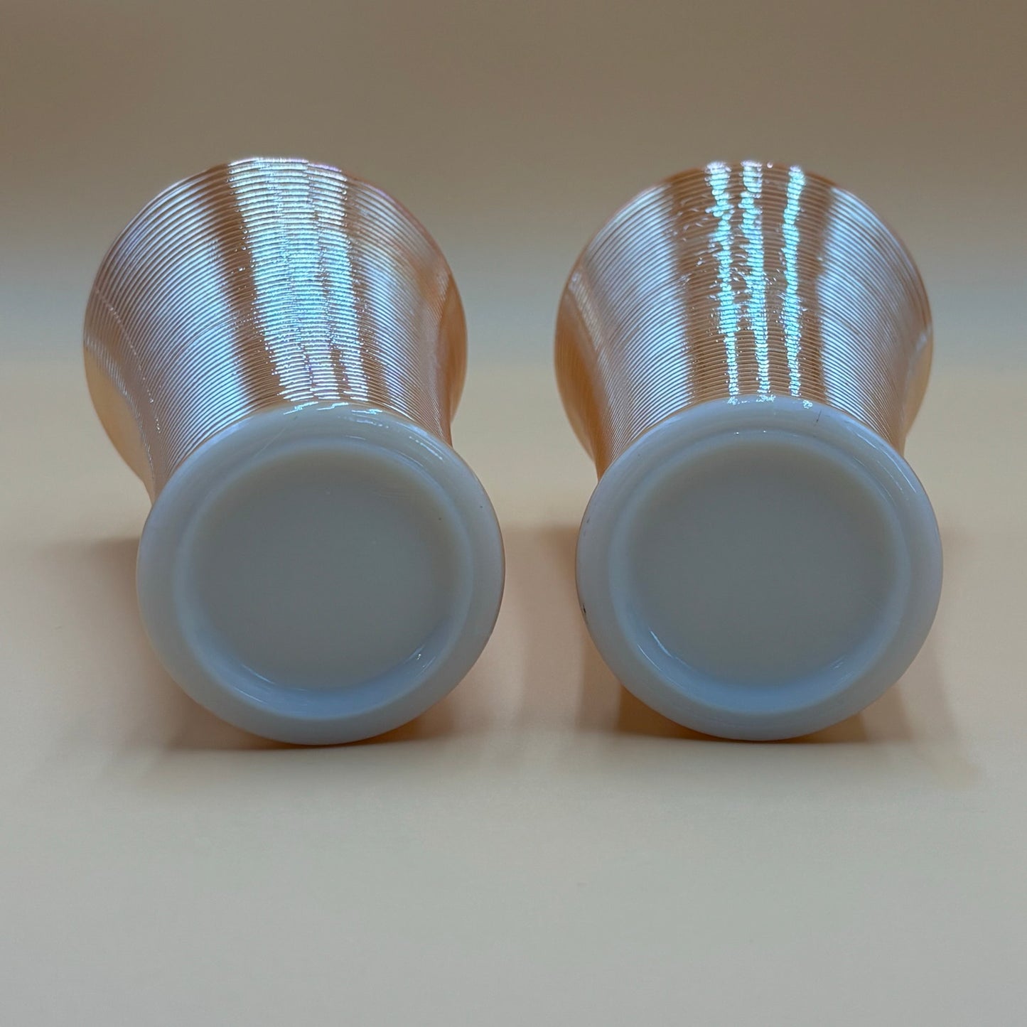 Vintage Fire King Peach Luster Scalloped Vases - Set of 2