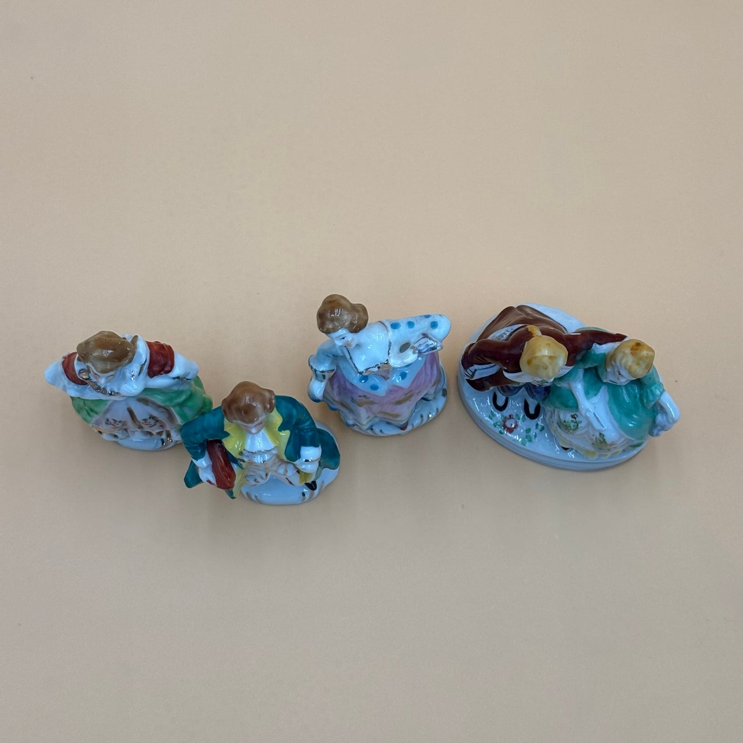 Vintage Hand-Painted Japanese Porcelain Figurines - Colonial Set (4 Pieces)