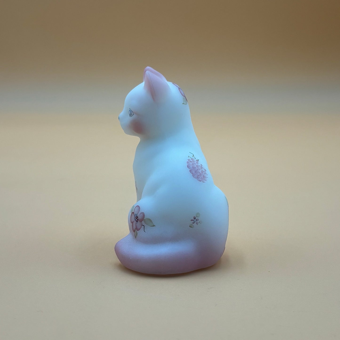 Vintage Fenton Satin Glass Cat Figurine – Hand-Painted & Signed by Artist