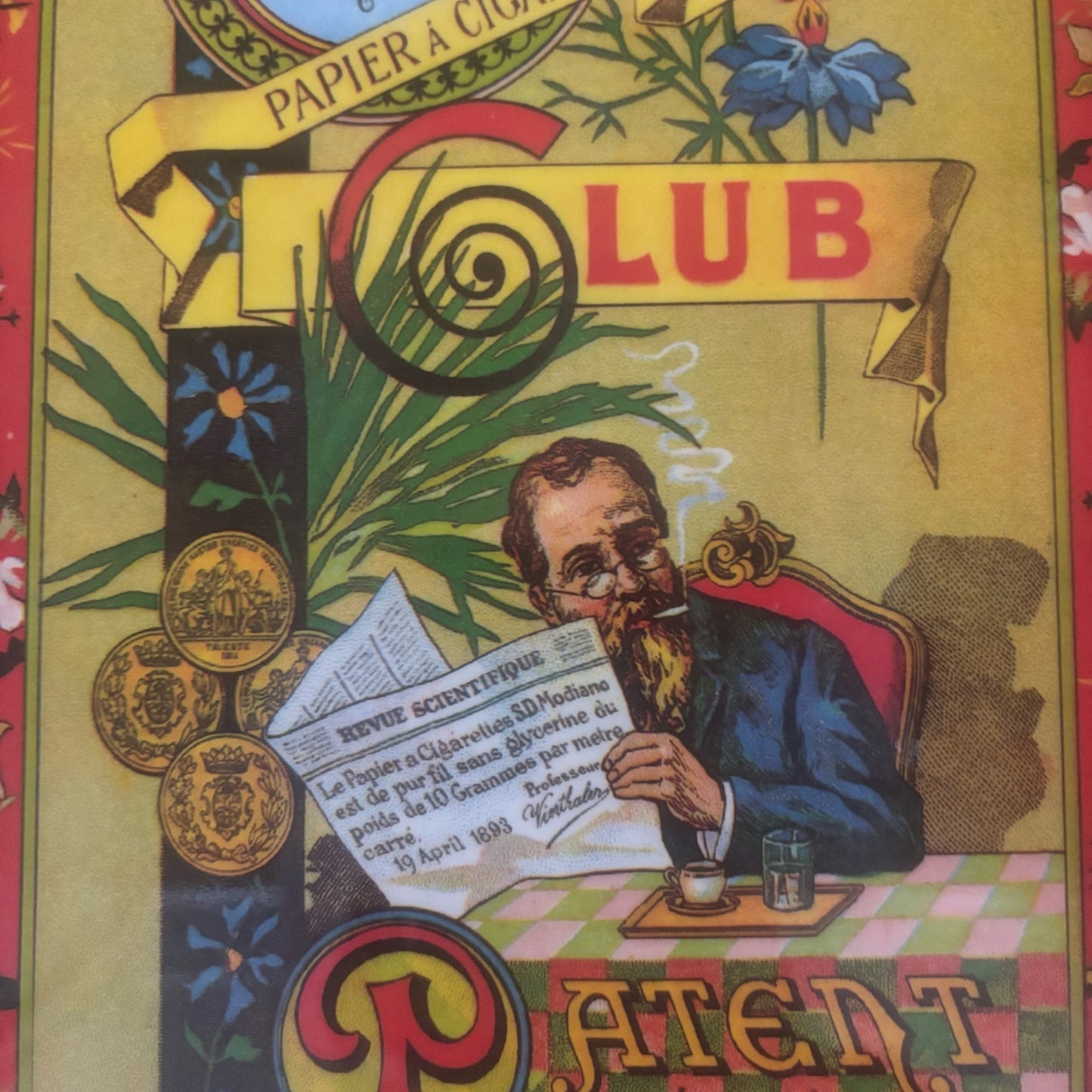1970's Club Modiano “Patent ECHU” Tray – 13” x 9” Graphic Cigarette Design