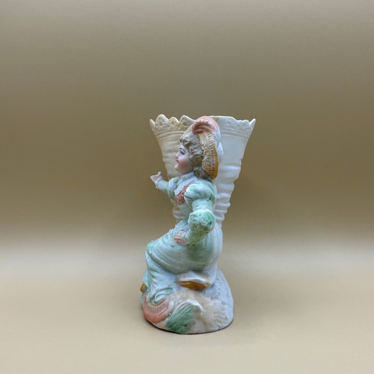 Vintage Victorian Boy & Girl Boot Planters - Porcelain Figurine Pair #3270