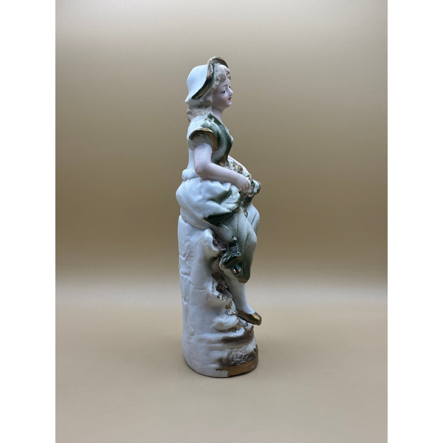 VTG Colonial Peasant Girl Figurine - 9-inch Porcelain