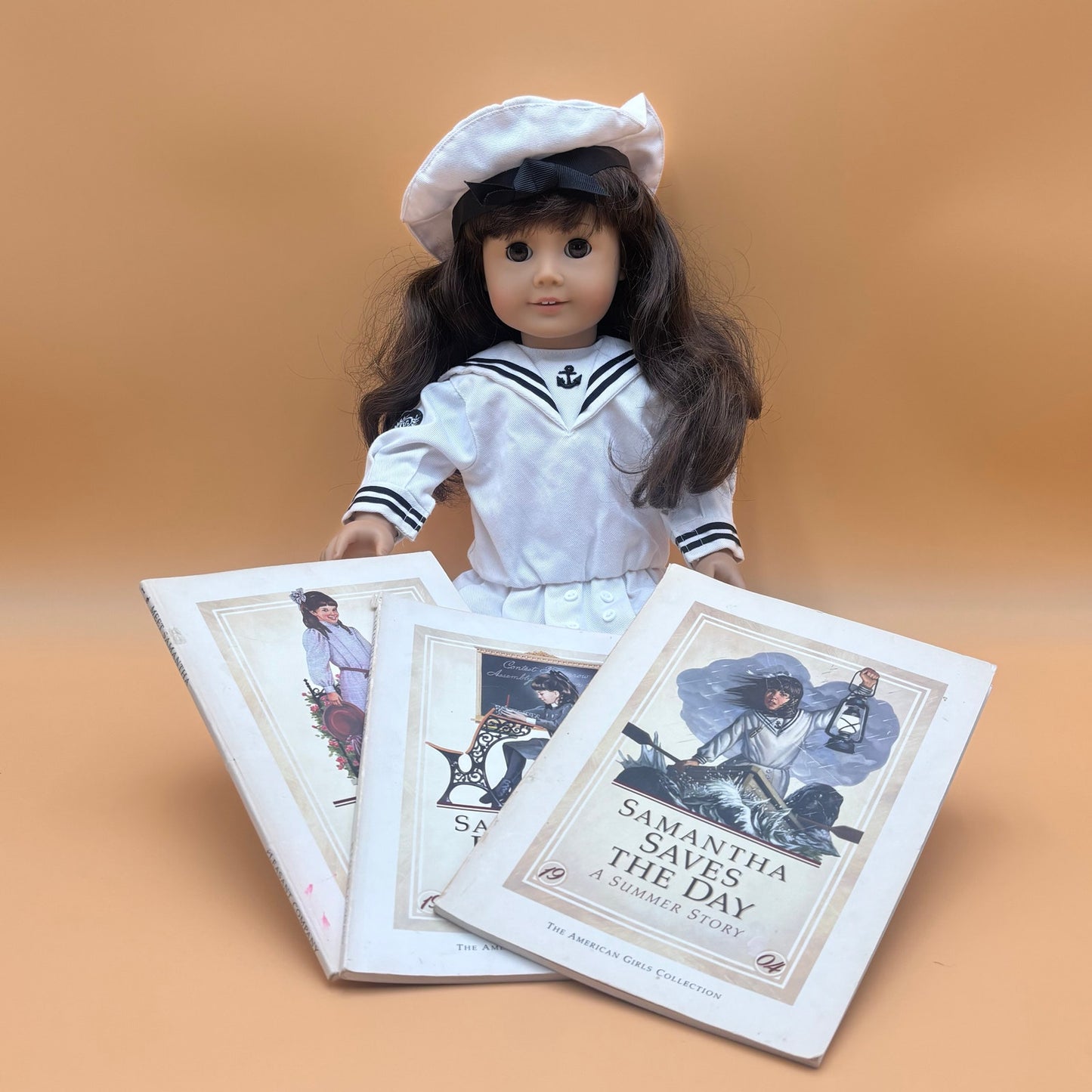 American Girl Samantha 18½” Doll • Middy Sailor Outfit • 3 Pleasant Company Books