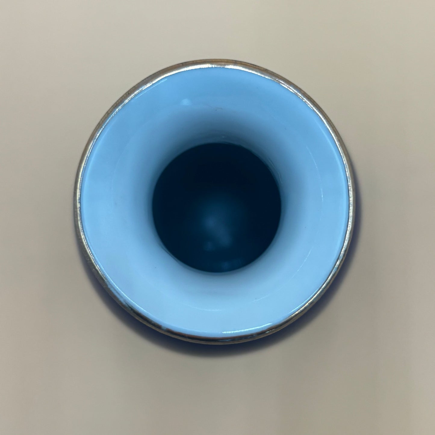 Vintage Cobalt Blue Vase with Gold Bamboo Design β 4.5β Tall
