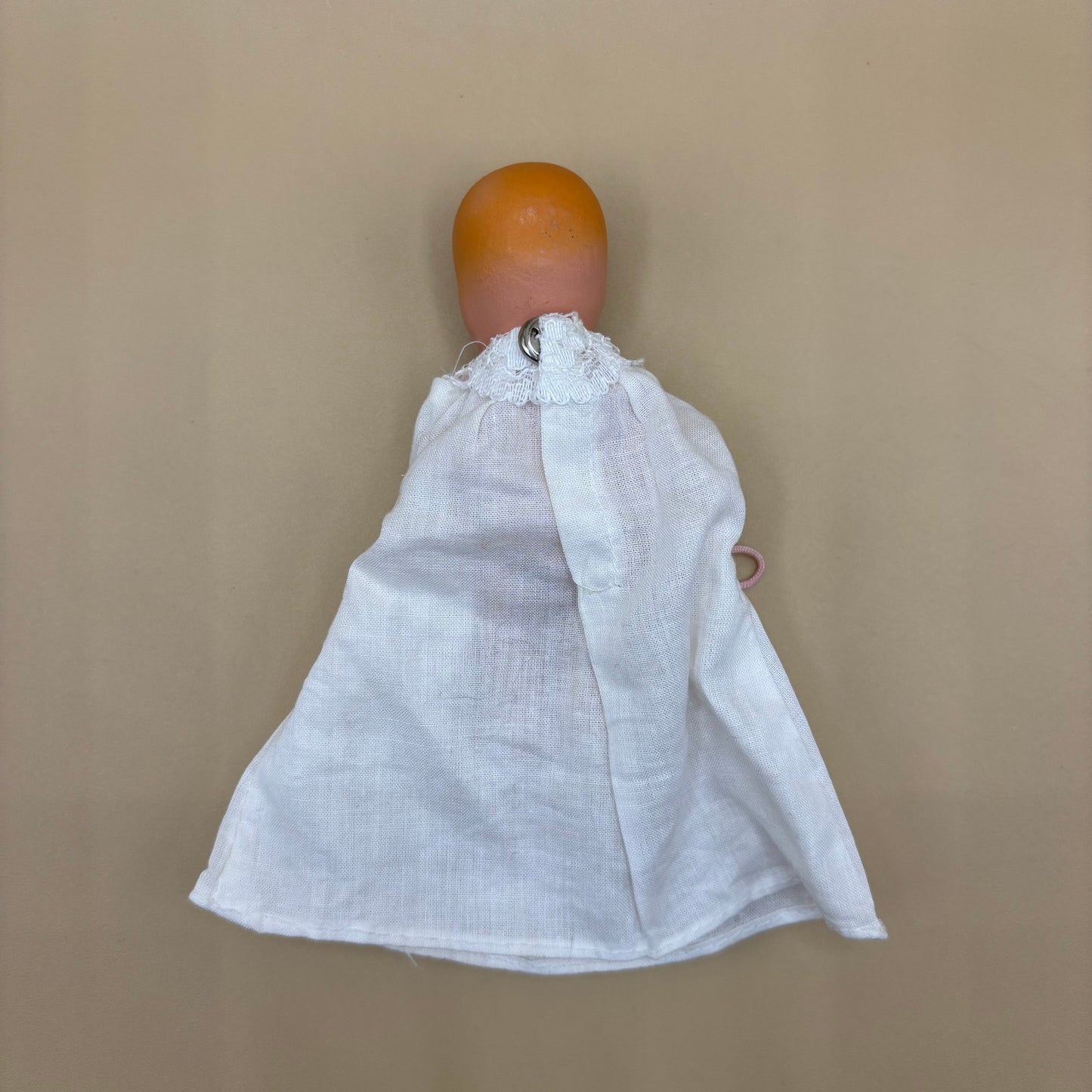 Vintage Strung Jointed 4" Composition Doll in White Gown K&H USA