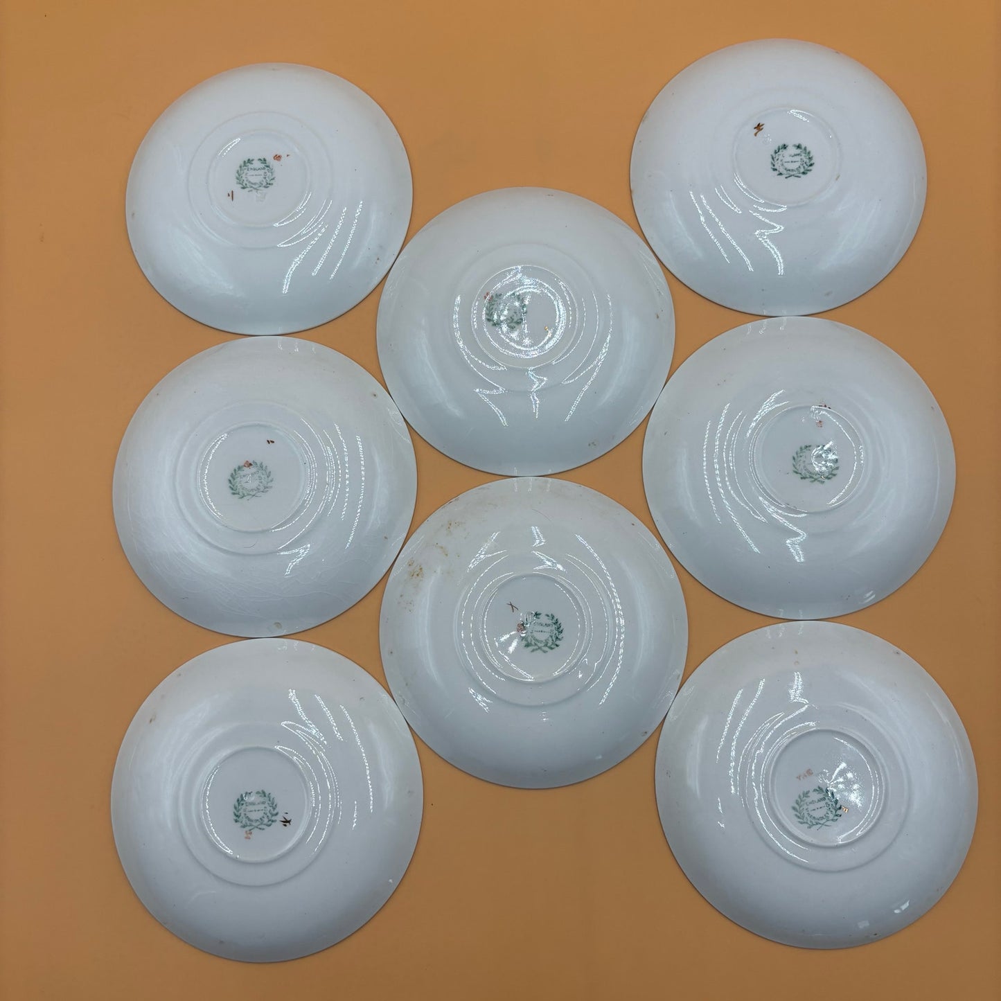8 Antique Grindley England Saucers - Blue Rose Border c.1900-1921