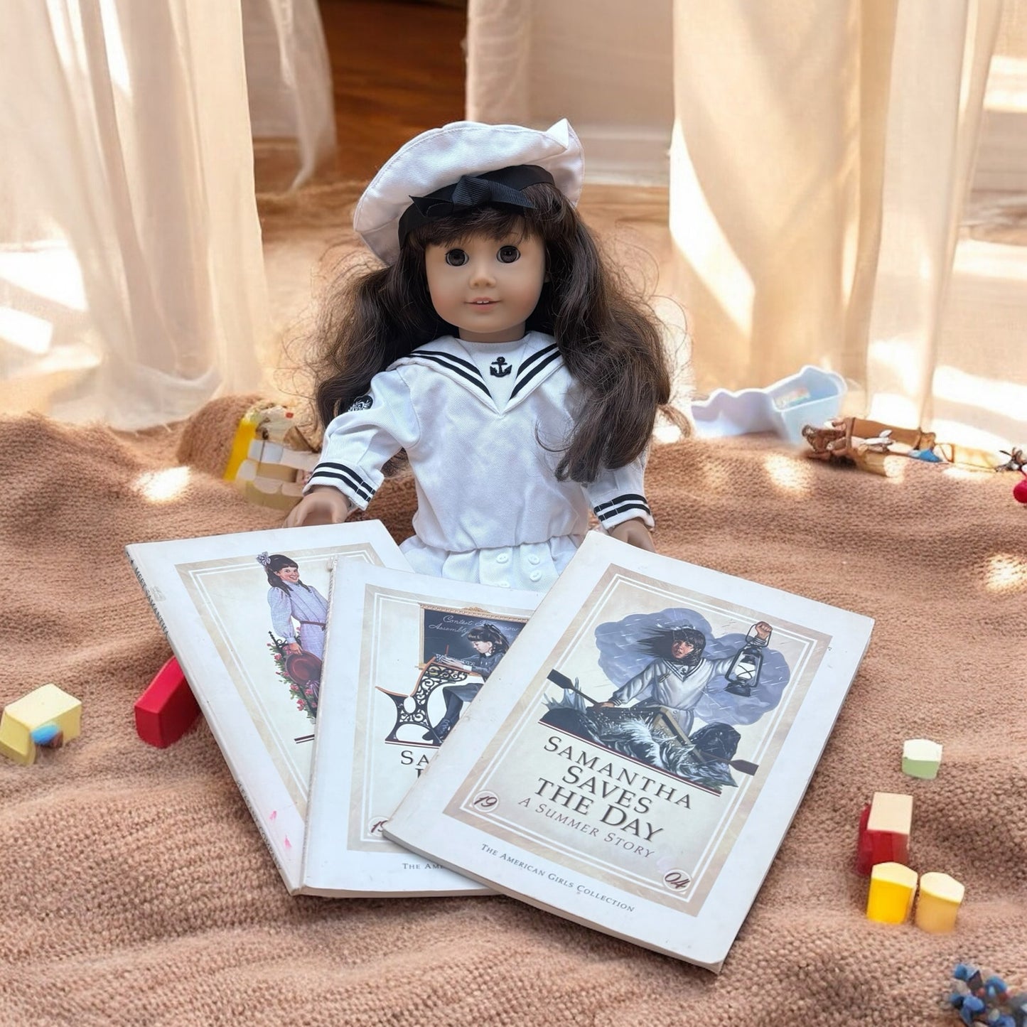 American Girl Samantha 18½” Doll • Middy Sailor Outfit • 3 Pleasant Company Books