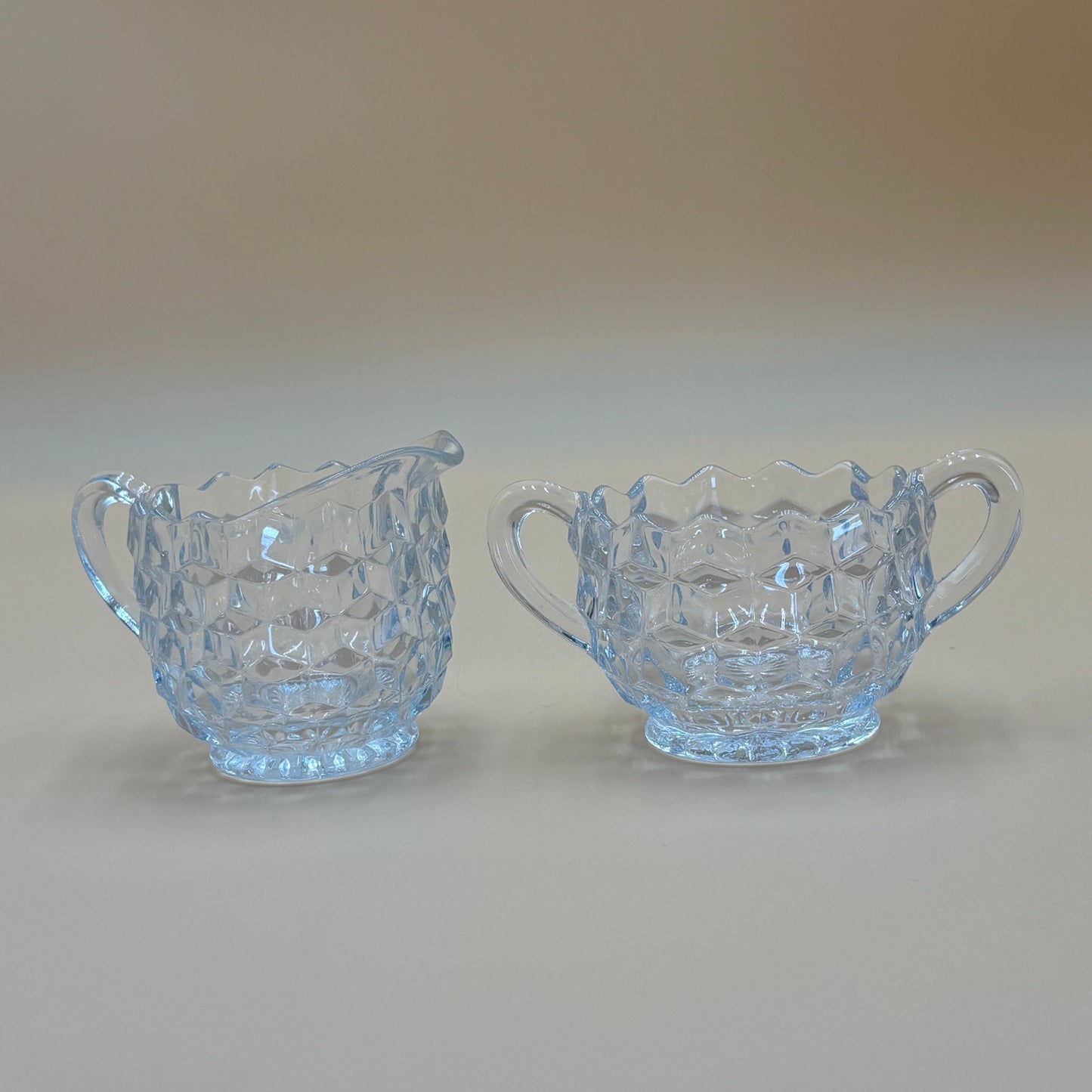 Vintage Fostoria American Pattern Creamer and Sugar Set