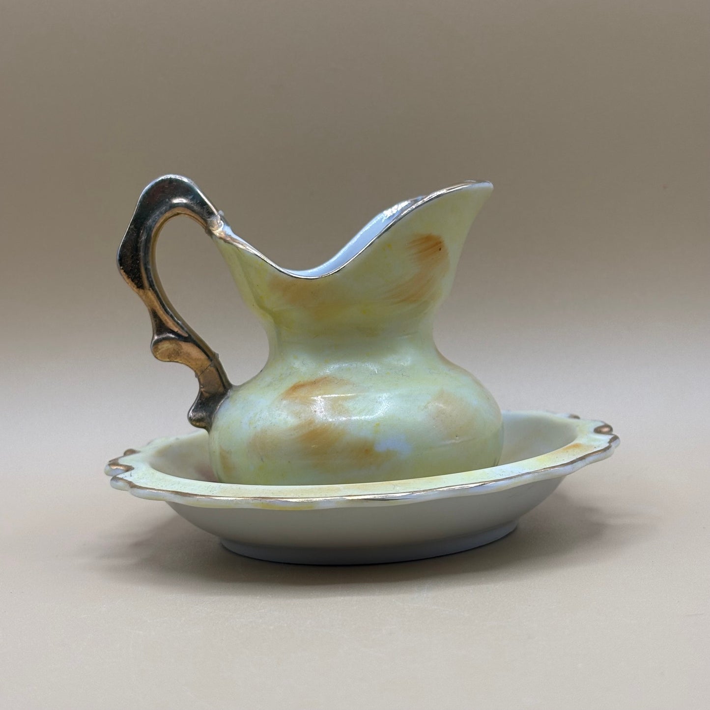 Vintage Enesco® Porcelain Mini Pitcher and Bowl Wash Basin Set w/Pink Roses E2359