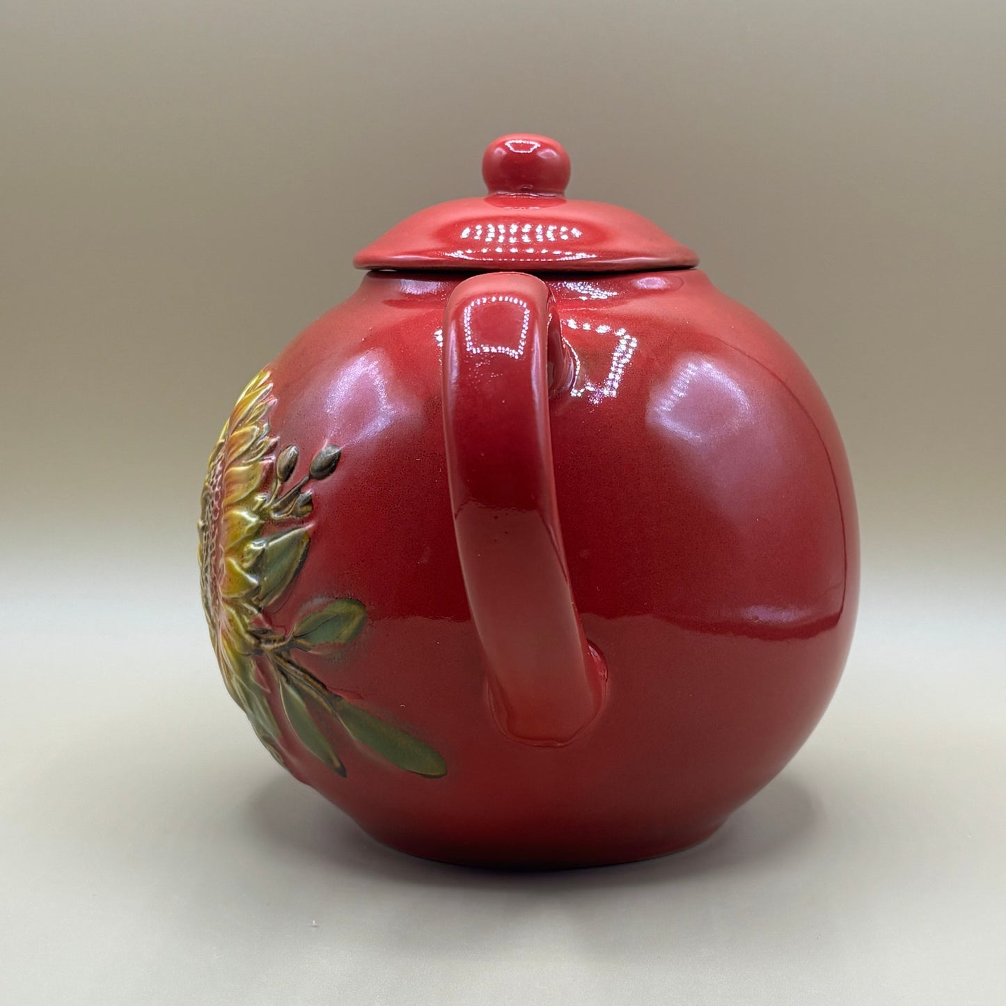 π¦ Burton+Burton Red Sunflower Ceramic Teapot Collectible Home Decor