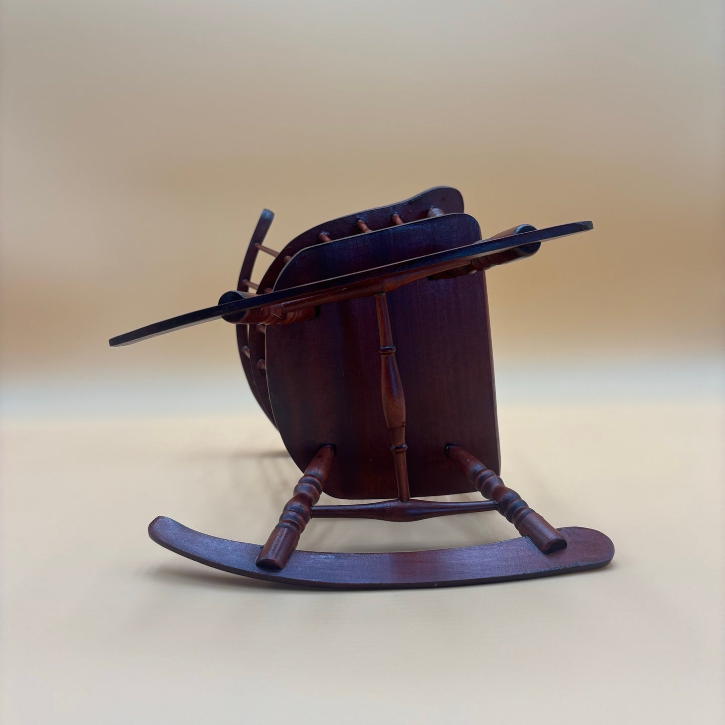 Vintage Miniature Windsor Rocking Chair in Cherry Colored Wood