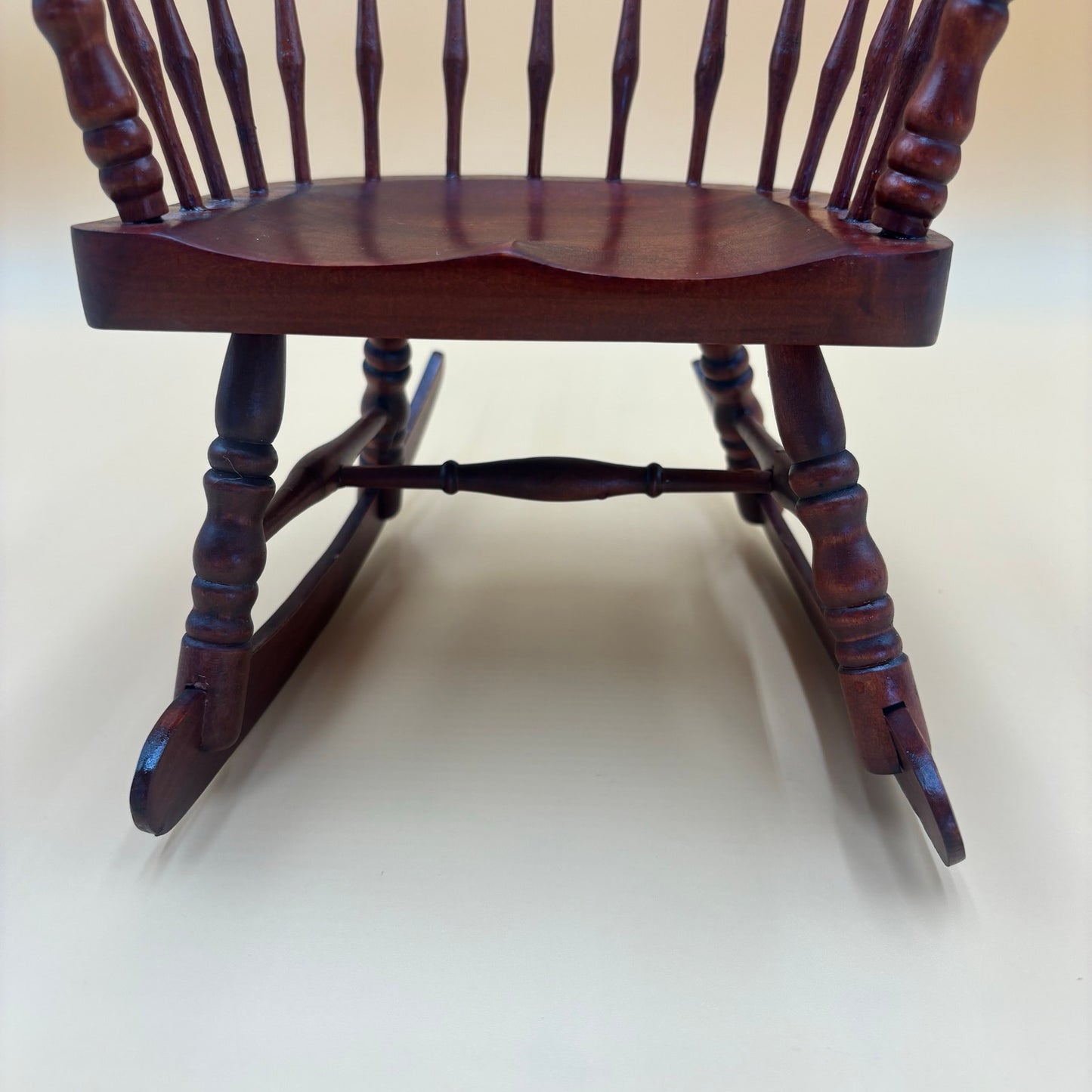 Vintage Miniature Windsor Rocking Chair in Cherry Colored Wood