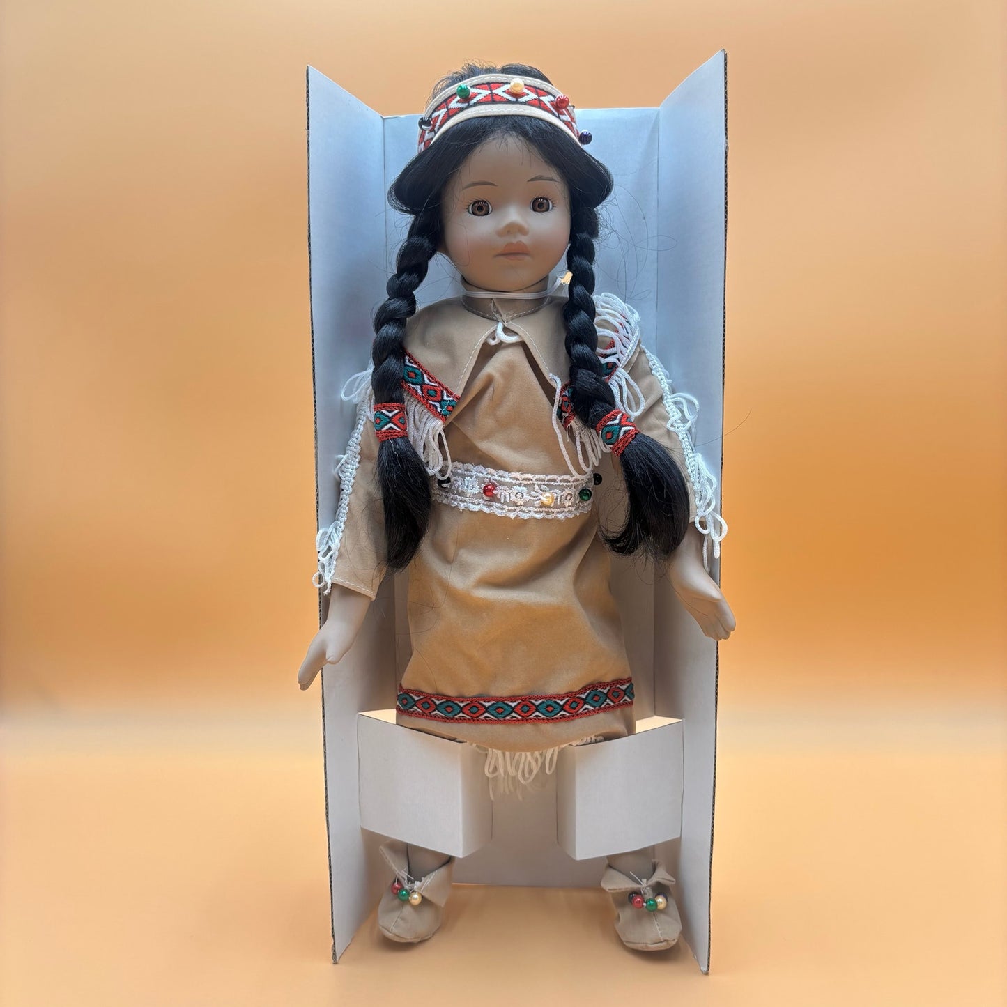 Collectible Porcelain Native American Doll 16" in Original Box