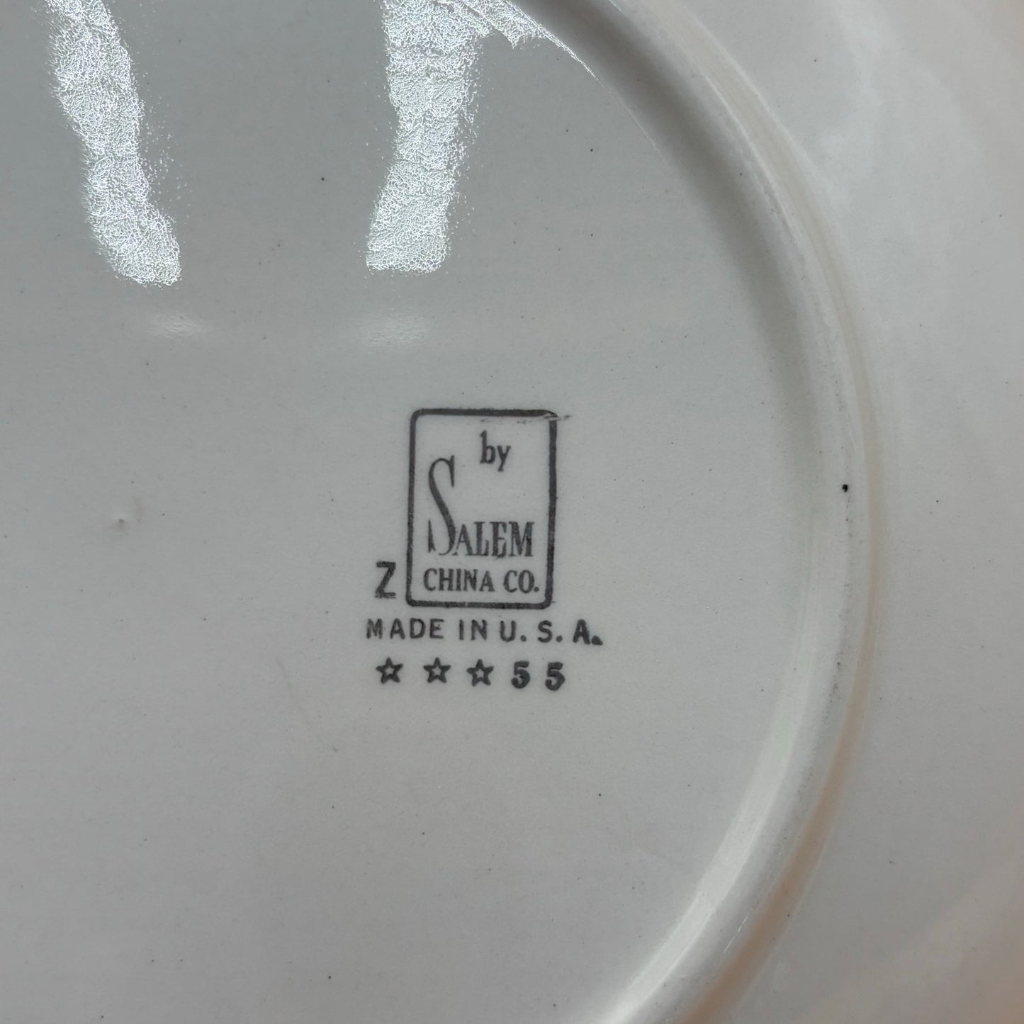 8 Vintage Salem China Co. Bamboo Leaf Pattern Dinner Plates