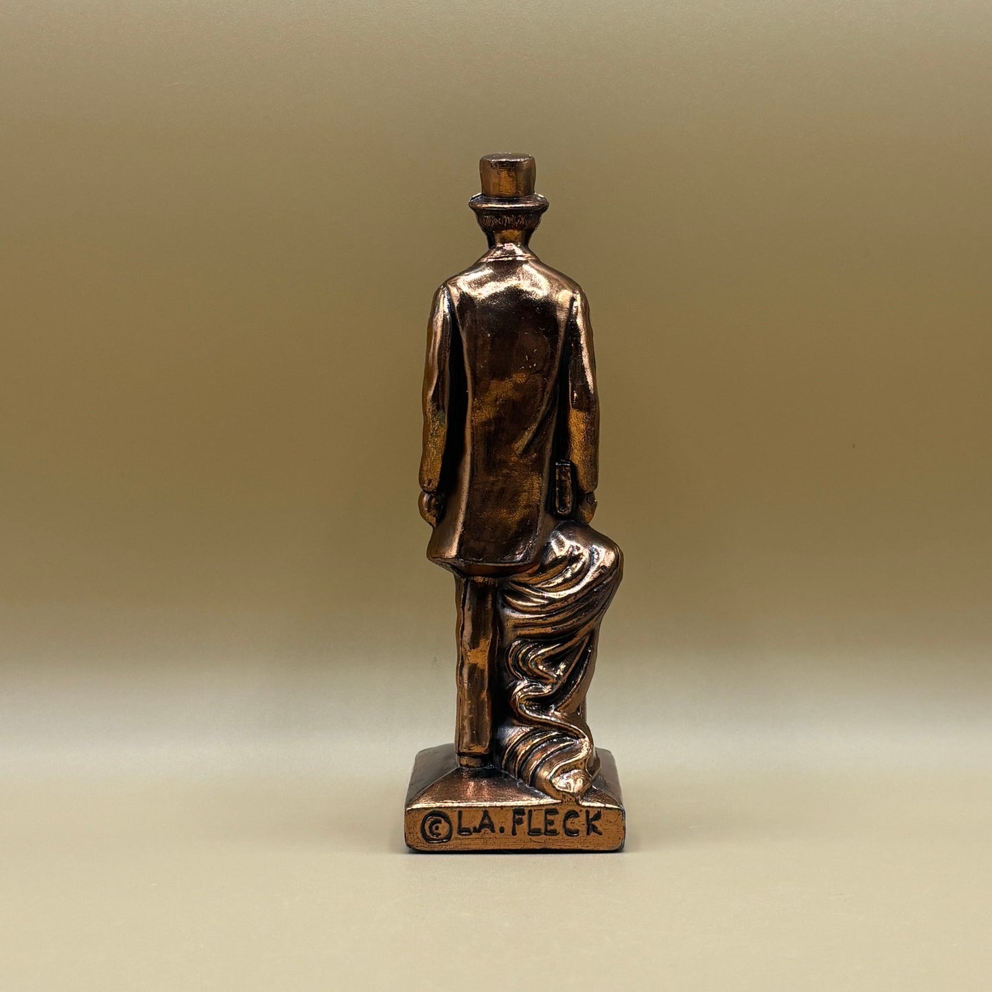 1940s L.A. Fleck "Lincoln the Lawyer" Copper Color Sculpture