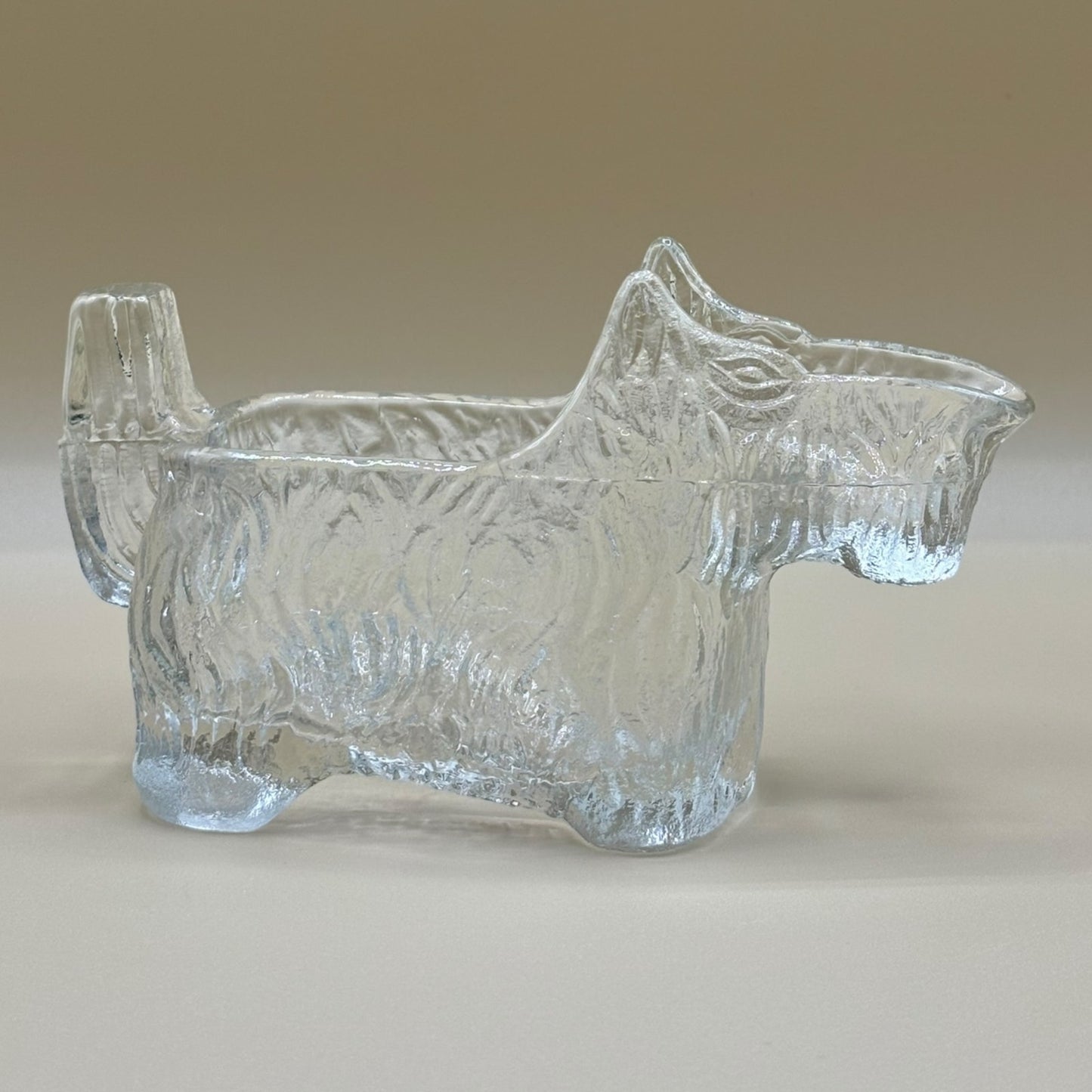 Lot of 3 Vintage Clear Glass Textured Scottie Dog Creamers - Open Pourer Dishes