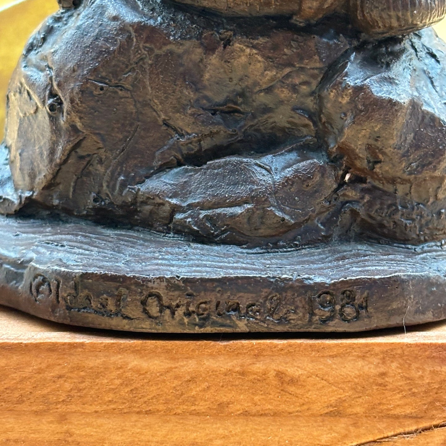 Vintage 1988 Design Gifts Fisherman Sculpture - Pecan & Walnut Shell Art