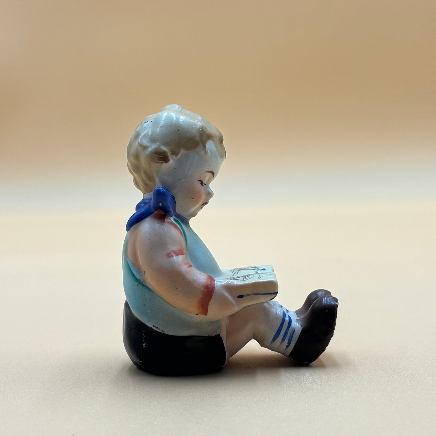 Vintage Boy Reading Book Figurine - Japan Made