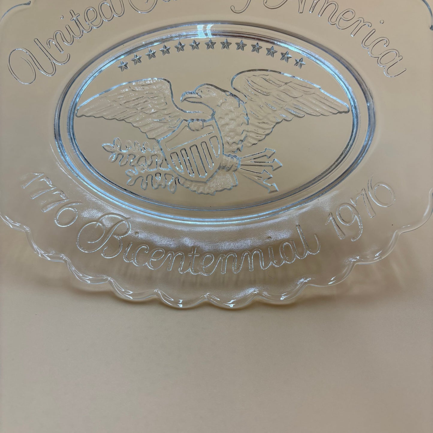 1976 Bicentennial Clear Glass Eagle Plate - United States of America