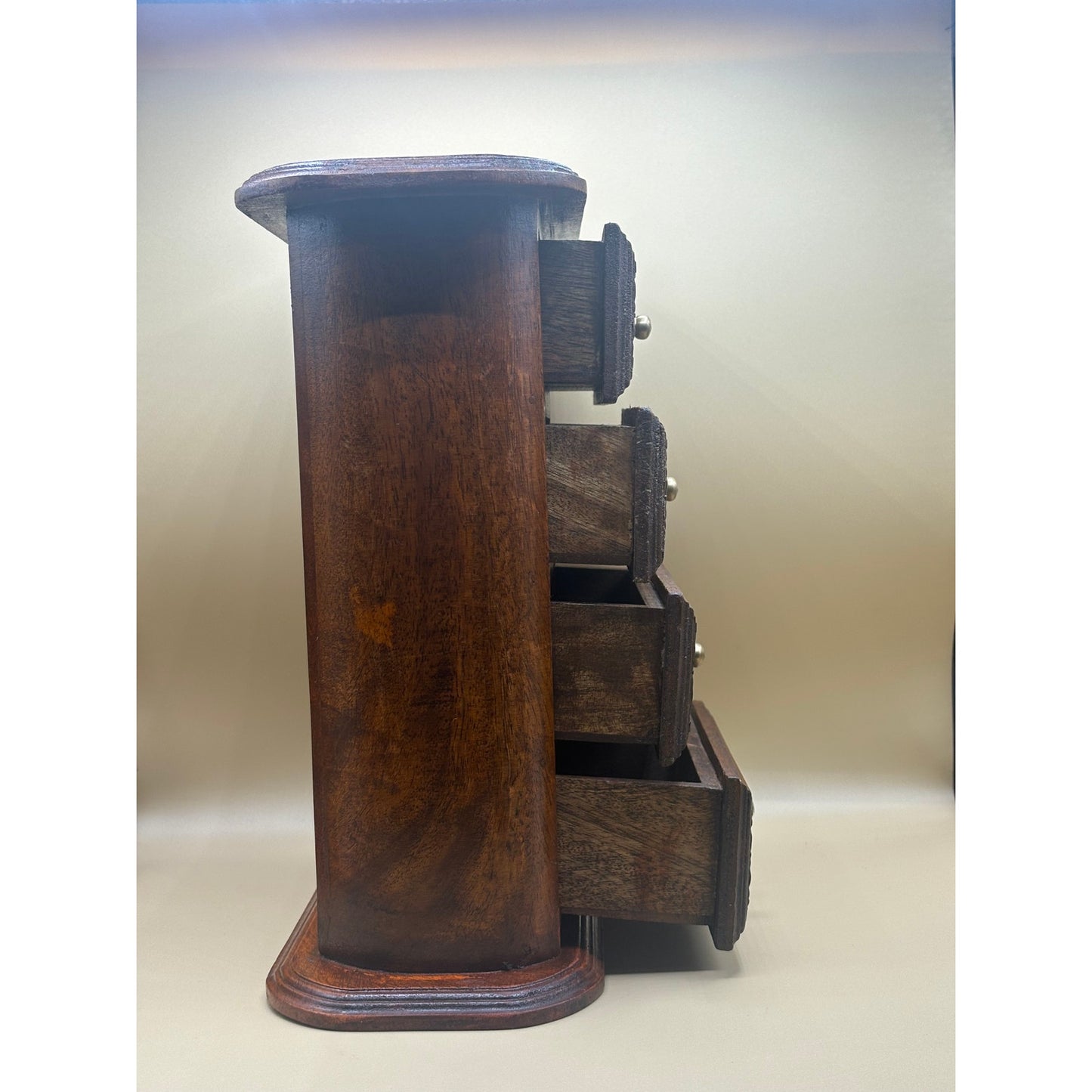 Small Wood Chest of 4 Drawers / Jewelry Box 12 Inches High