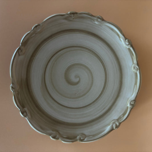 California Pantry 2002 Classic Ceramics Olive Green Swirl Plate - 6.5"