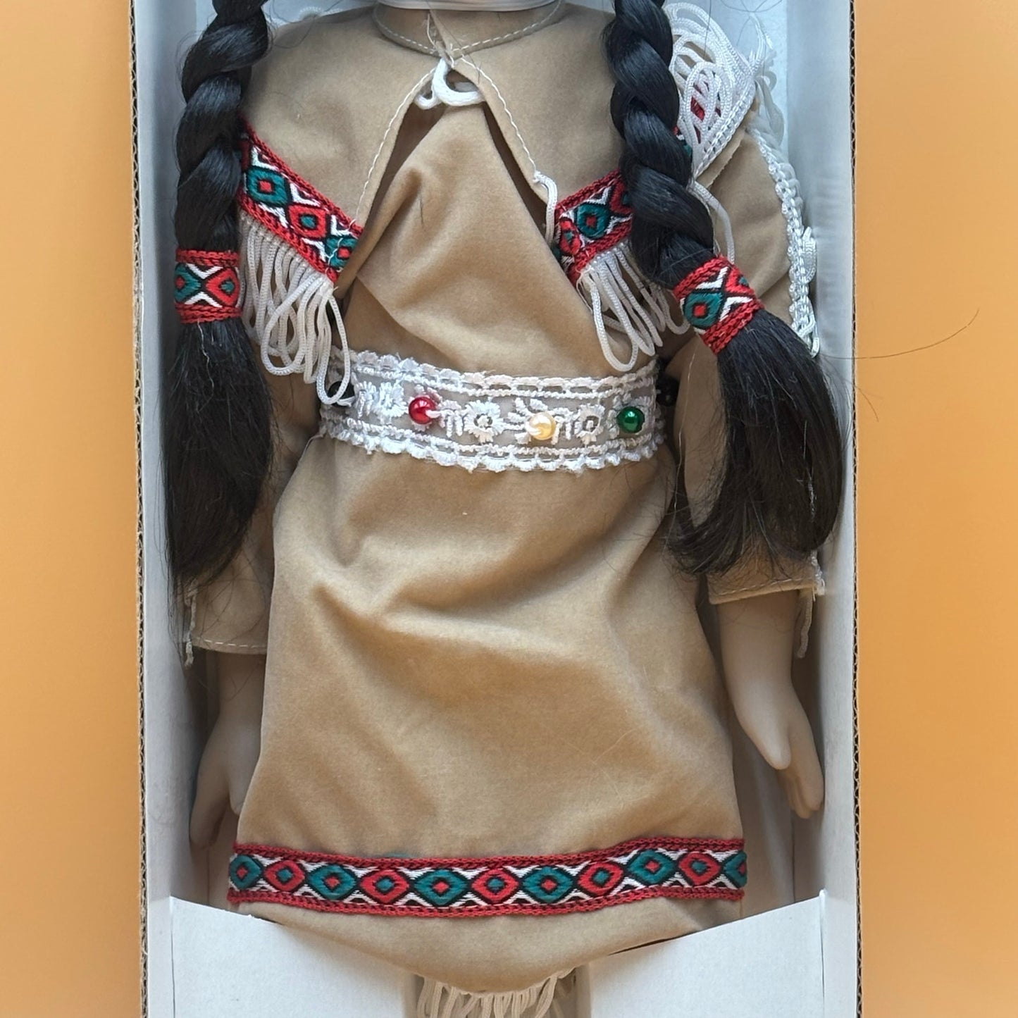 Collectible Porcelain Native American Doll 16" in Original Box