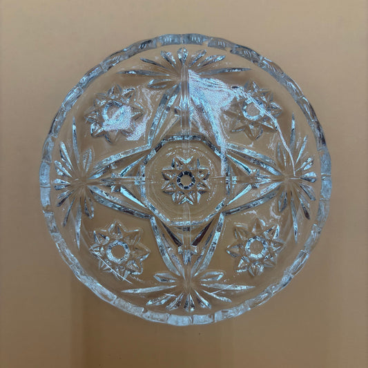 Set of 6 Anchor Hocking Early American Prescut Glass Coasters/Trinket Dish