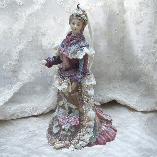 Vintage Beautiful Victorian Lady 5" Ornament - Handcrafted China Figurine