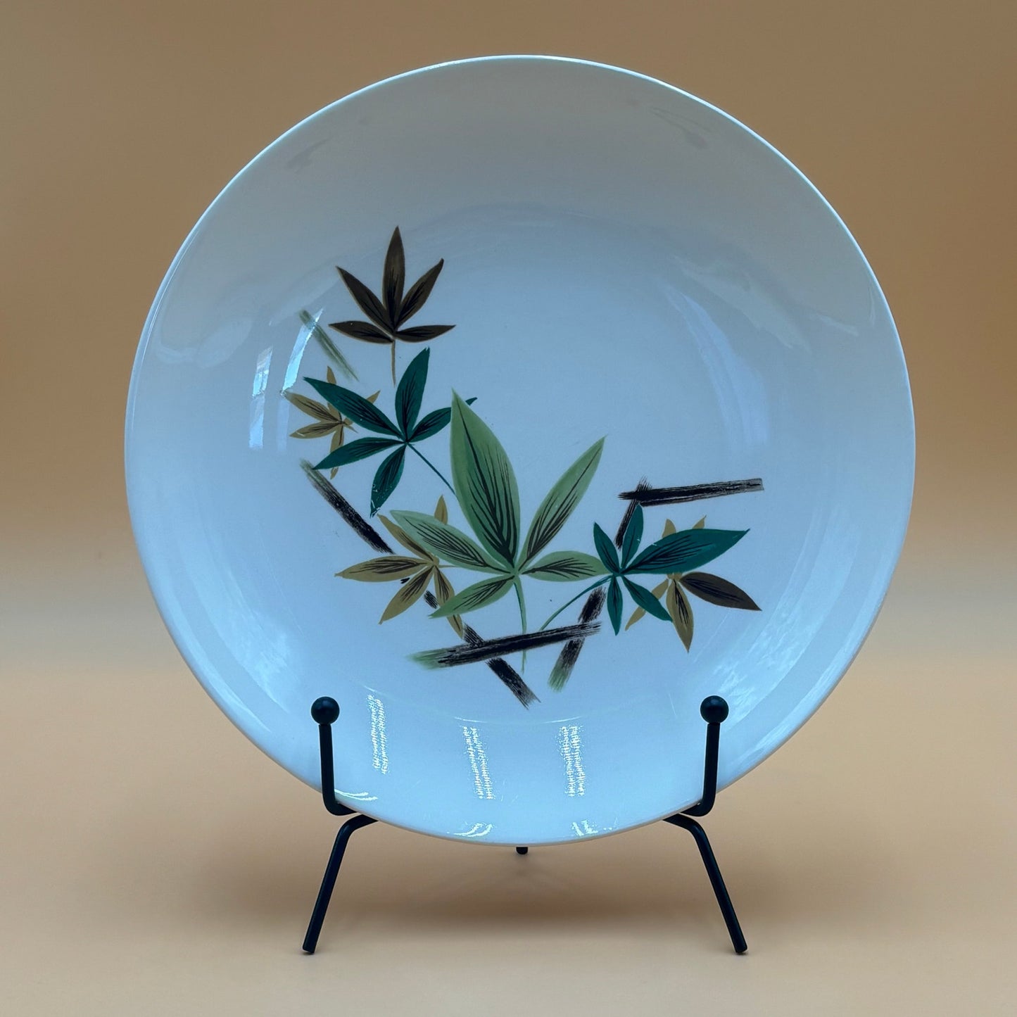 8 Vintage Salem China Co. Bamboo Leaf Pattern Dinner Plates