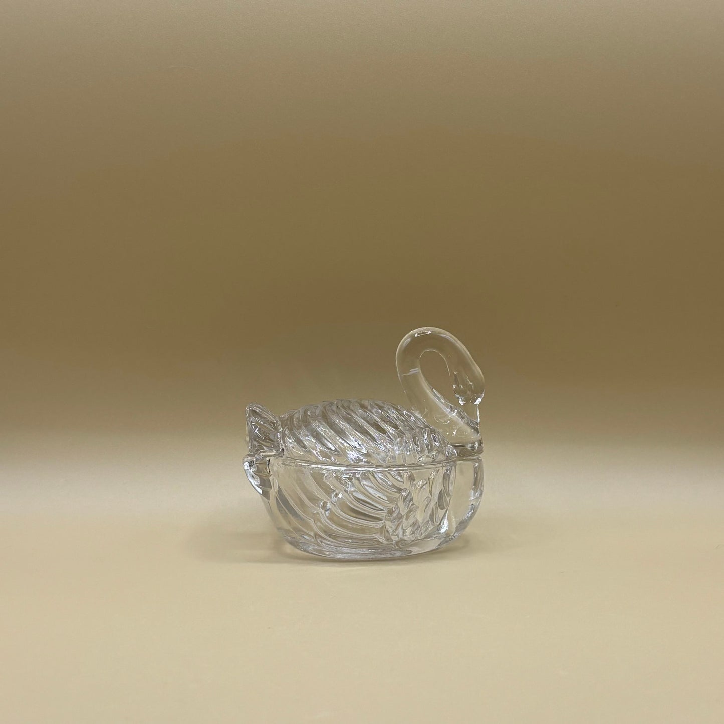 Crystal Swan Trinket Dish with Lid - Clear Glass Box
