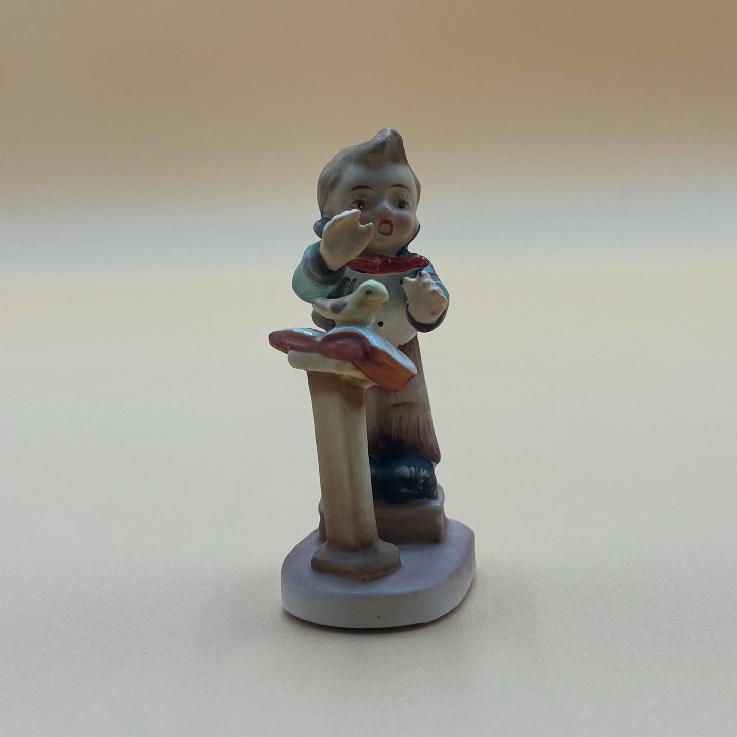 Vintage Boy Conductor with Bird Figurine - Made in Japan