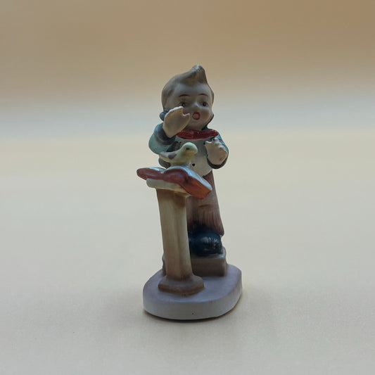 Vintage Boy Conductor with Bird Figurine - Made in Japan