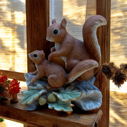 Homco Porcelain Squirrel Figurine — Mother and Baby