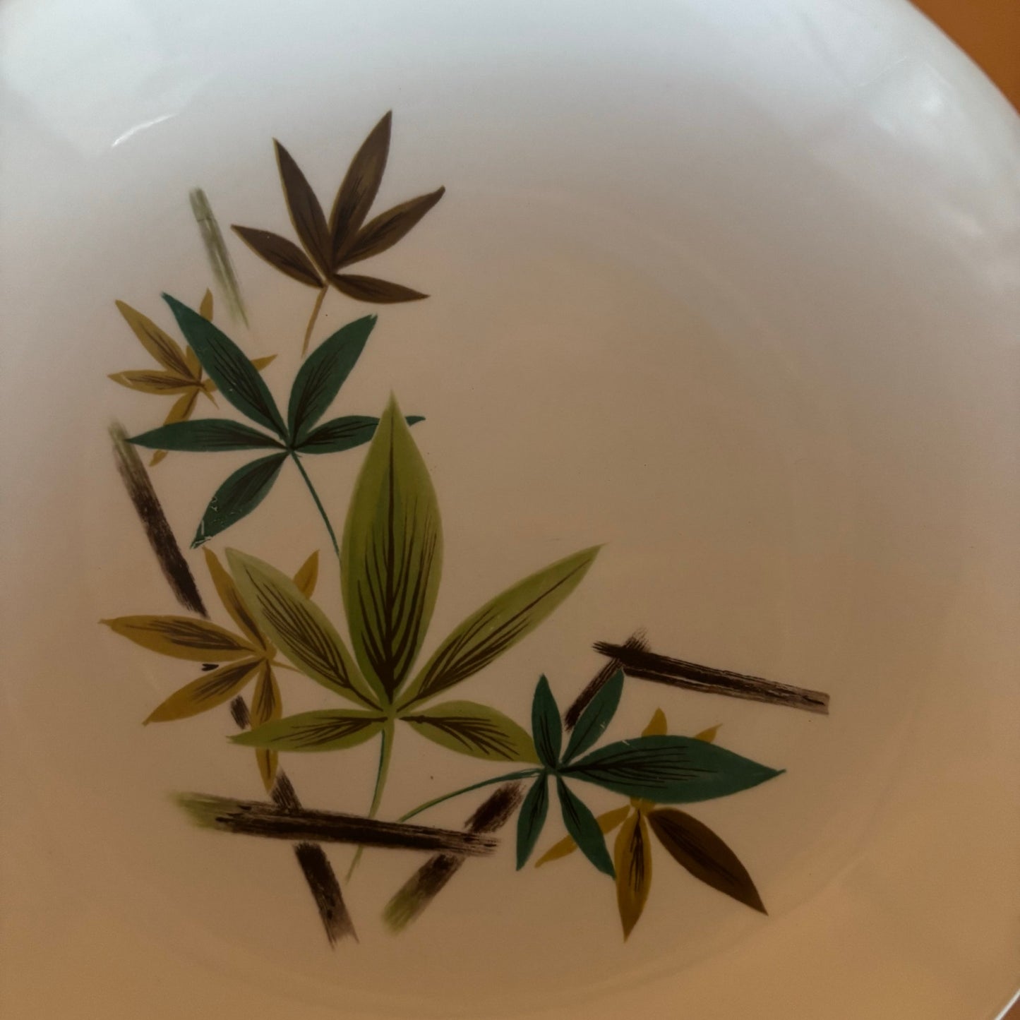 8 Vintage Salem China Co. Bamboo Leaf Pattern Dinner Plates