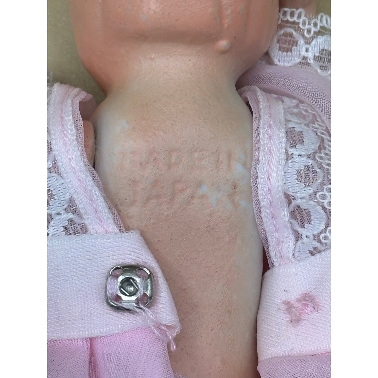 Fragile Doll with Movable Parts 6.5" - Made in Japan, Pink Dress with Bow Ornament
